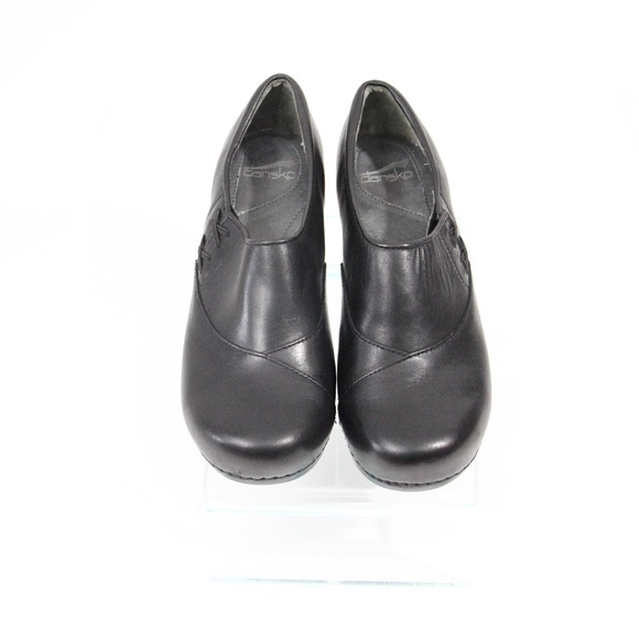 Dansko Platform Clogs Women Chunky Shoes Black Leather Slip on EU 40 - Picture 4 of 10